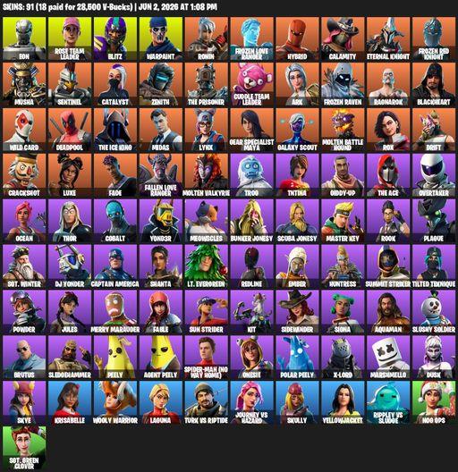 [PC/PSN] | 91 skins | OG STW | Reaper Axe | Eon | Rose Team Leader | Blitz | Warpaint | Ronin | Frozen Love Ranger | Hybrid | Calamity | Full Access