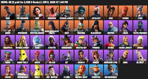 [PC/PSN/XBOX] | 48 skins | Fade | The Prisoner | Rox | Deadpool | Eternal Knight | Zenith | Catalyst | Luxe | Hybrid | Lynx | Ronin | Omegarok | Full Access