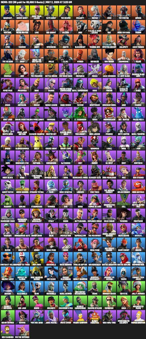[PC/PSN/XBOX] | 222 skins | Take The L | OG STW | The Reaper | Elite Agent | Omega | Warpaint | Rogue Agent | Rose Team Leader | Polarity | Mizuki | Full Access