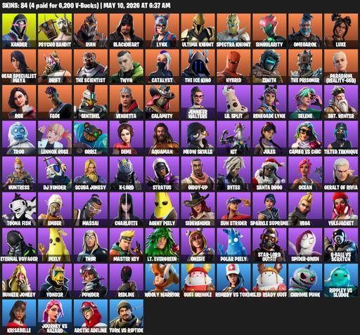 [PC/PSN/XBOX] | 84 skins | 800 V-bucks | Xander | Psycho Bandit | Ruin | Blackheart | Lynx | Ultima Knight | Spectra Knight | Singularity | Omegarok | Full Access