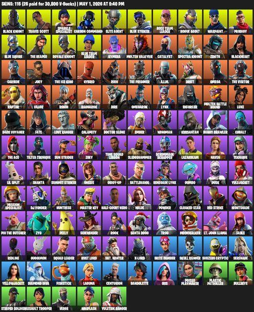 [PC/XBOX] | 115 skins | Floss | Take The L | OG STW | Black Knight | Travis Scott | Sparkle Specialist | Royale Knight | The Reaper | Elite Agent | Full Access