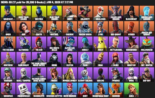 [PC/PSN/XBOX] | 59 skins | OG STW | Reaper Axe | Warpaint | Rose Team Leader | Sultura | Blue Team Leader | Drift | Calamity | Wild Card | Full Access