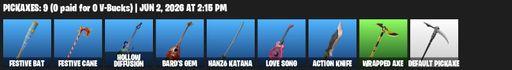 [PC/PSN/XBOX] | 1 skins | 600 V-bucks | Snow Miku | Festive Bat | Festive Cane | Hollow Diffusion | Bard's Gem | Hanzō Katana | Love Song | Full Access