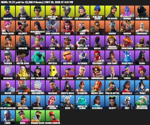 [PC/PSN/XBOX] | 74 skins | Take The L | OG STW | The Reaper | Elite Agent | Lara Croft | Warpaint | Havoc | Trailblazer | Rose Team Leader | Full Access
