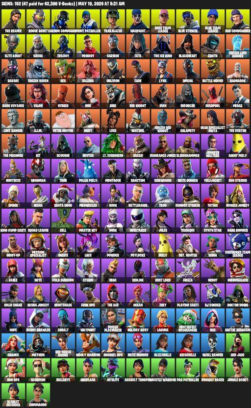 [PC/XBOX] | 152 skins | Take The L | OG STW | The Reaper | Elite Agent | Omega | Rogue Agent | Carbon Commando | Point Patroller | Trailblazer | Full Access