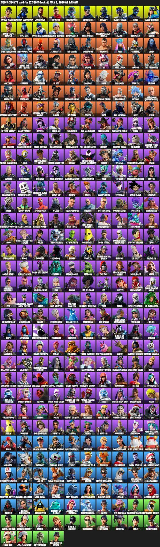 [PC/PSN/XBOX] | 334 skins | OG STW | Omega | Lara Croft | World Warrior | Carbon Commando | John Wick | Prodigy | Breakpoint | Warpaint | Trilogy | Full Access