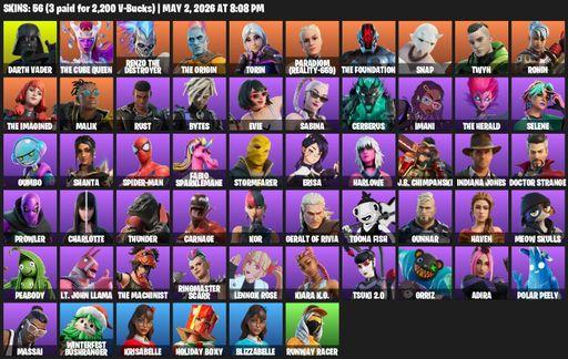 [PC/XBOX] | 56 skins | Darth Vader | The Cube Queen | Renzo the Destroyer | The Origin | Torin | Paradigm (Reality-659) | The Foundation | Snap | Twyn | Full Access