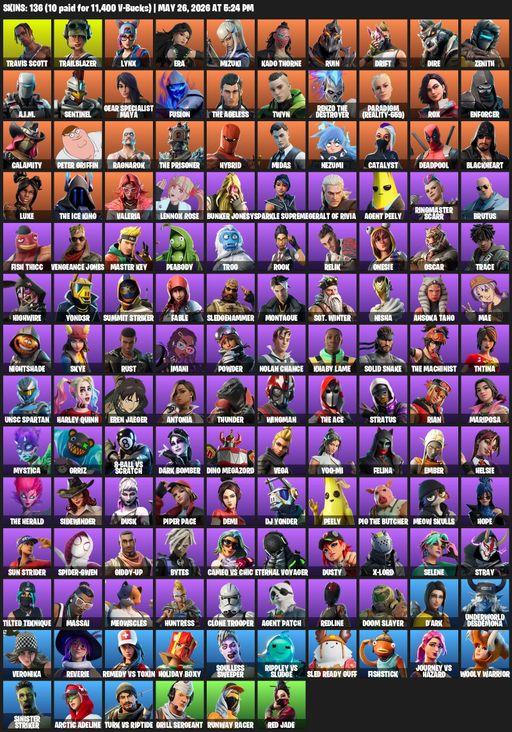 [PC/XBOX] | 136 skins | Travis Scott | Trailblazer | Lynx | Era | Mizuki | Kado Thorne | Ruin | Drift | Dire | Zenith | A.I.M. | Sentinel | Full Access