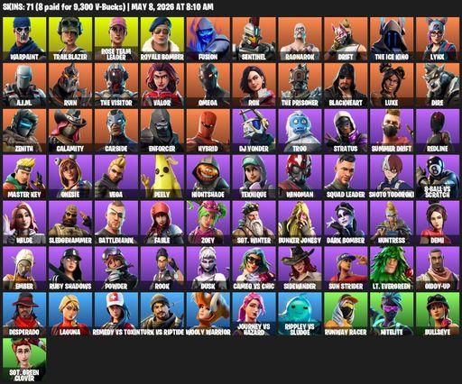 [PC/XBOX] | 71 skins | OG STW | Omega | Warpaint | Trailblazer | Rose Team Leader | Royale Bomber | Fusion | Sentinel | Ragnarok | Drift | Full Access