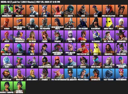 [PC/PSN/XBOX] | 62 skins | Double Helix | Calamity | Midas | Lynx | Deadpool | Zenith | Ruin | Fade | Molten Valkyrie | Luxe | Hybrid | Full Access