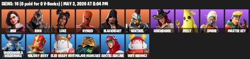 [PC/PSN/XBOX] | 16 skins | 850 V-bucks | Rox | Ruin | Luxe | Hybrid | Blackheart | Sentinel | Sidewinder | Peely | Ember | Master Key | Full Access