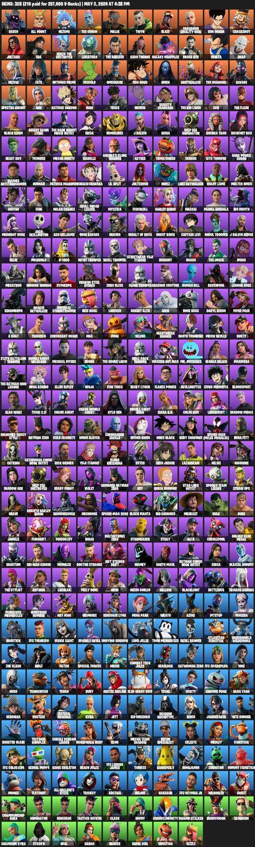 [PC/PSN] | 328 skins | Raven | All Might | Nezumi | The Origin | Malik | Twyn | Blaze | Paradigm (Reality-659) | Son Gohan | Crackshot | Joltara | Era | Full Access