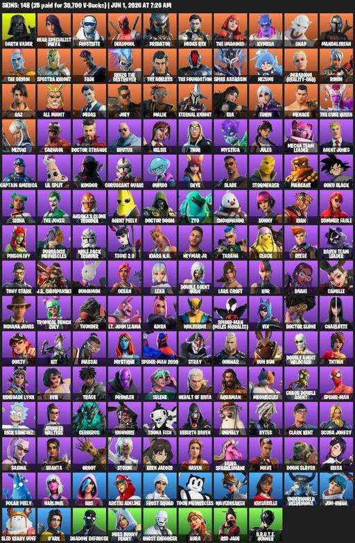 [PC/PSN/XBOX] | 148 skins | Lara Croft | Darth Vader | Gear Specialist Maya | Frostbite | Deadpool | Predator | Midas Rex | The Imagined | Kymera | Full Access