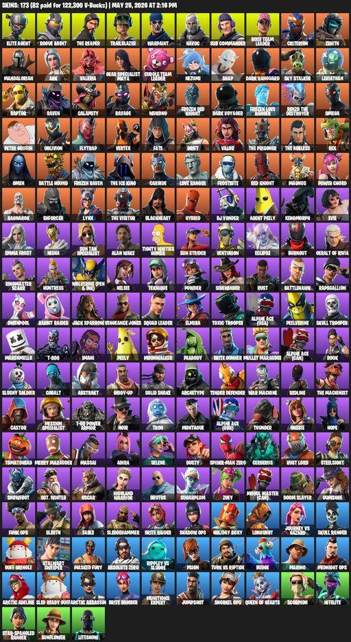 [PC/PSN/XBOX] | 173 skins | Take The L | OG STW | The Reaper | Elite Agent | Omega | Rogue Agent | Trailblazer | Warpaint | Havoc | Sub Commander | Full Access