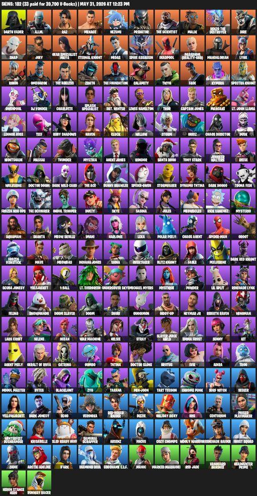 [PC/PSN] | 182 skins | Leviathan Axe | Renegade Raider | Lara Croft | Darth Vader | A.I.M. | Raz | Menace | Nezumi | Predator | The Scientist | Malik | Full Access