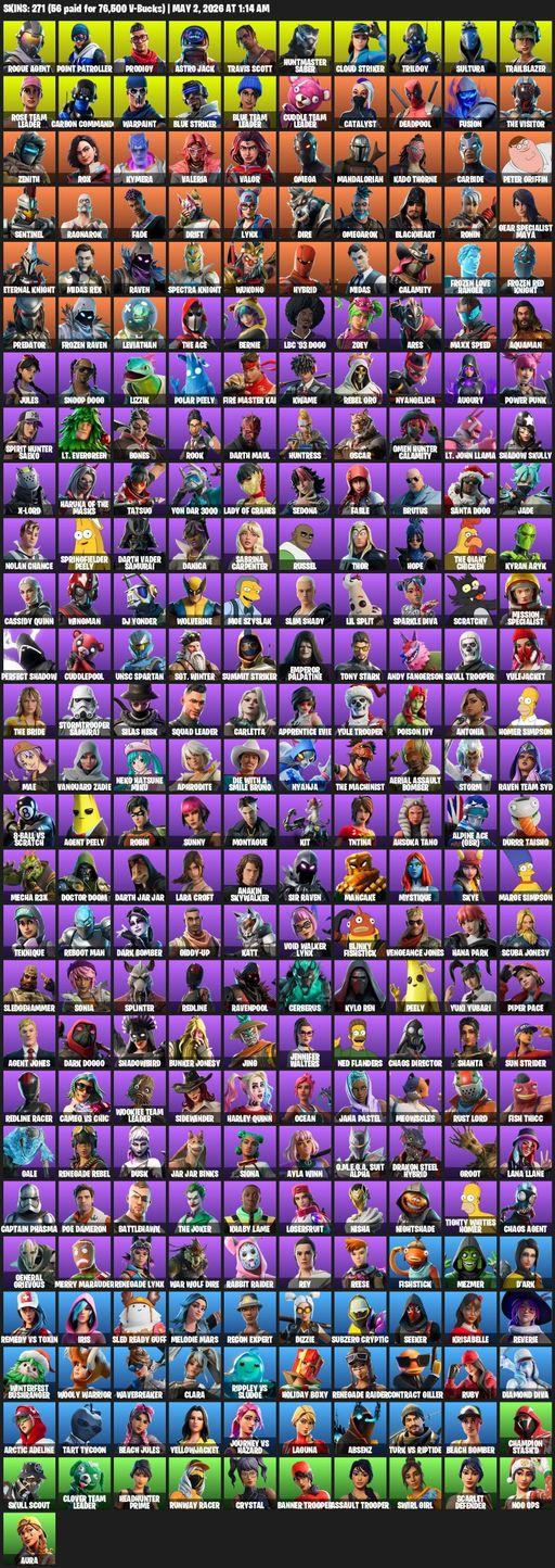 [PC/PSN/XBOX] | 271 skins | 2150 V-bucks | Merry Mint Axe | Take The L | OG STW | Renegade Raider | Travis Scott | Omega | Lara Croft | Rogue Agent | Full Access