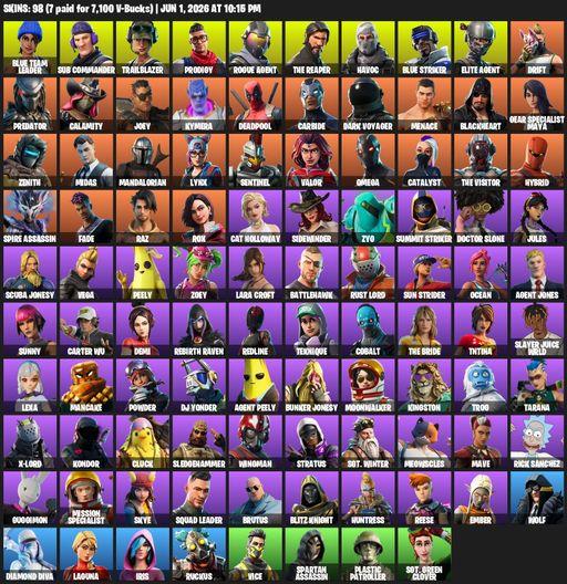 [PC/PSN/XBOX] | 98 skins | Take The L | The Reaper | Elite Agent | Omega | Lara Croft | Blue Team Leader | Sub Commander | Trailblazer | Prodigy | Full Access