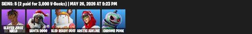 [PC/PSN/XBOX] | 5 skins | Slayer Juice WRLD | Santa Dogg | Sled Ready Guff | Arctic Adeline | Chrome Punk | The Destroyer's Destroyer | Spider Snare | Full Access