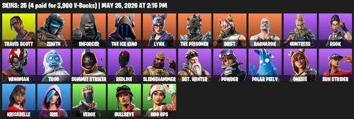 [PC/XBOX] | 25 skins | Travis Scott | Zenith | Enforcer | The Ice King | Lynx | The Prisoner | Drift | Ragnarok | Huntress | Rook | Wingman | Trog | Full Access