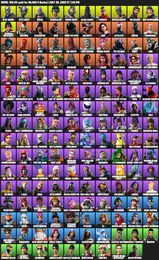 [PC/PSN/XBOX] | 159 skins | Floss | Take The L | Black Knight | Sparkle Specialist | Royale Knight | The Reaper | Elite Agent | Blue Squire | Omega | Full Access