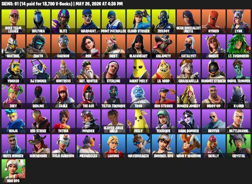 [PC/XBOX] | 61 skins | OG STW | Rose Team Leader | Sultura | Blitz | Warpaint | Point Patroller | Cloud Striker | Trilogy | Gear Specialist Maya | Full Access