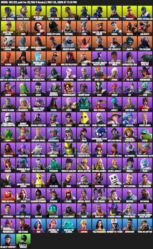 [PC/XBOX] | 152 skins | 800 V-bucks | Take The L | OG STW | Travis Scott | Blue Striker | Rogue Agent | Blue Team Leader | Astro Jack | Trilogy | Full Access
