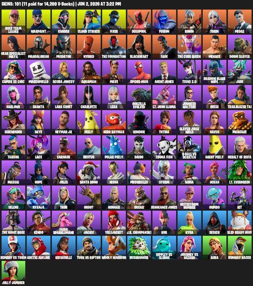 [PC/XBOX] | 101 skins | OG STW | Lara Croft | Rose Team Leader | Warpaint | Xander | Cloud Striker | Fixer | Deadpool | Fusion | Ronin | Torin | Midas | Full Access