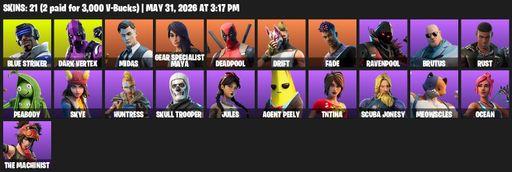 [PC/PSN/XBOX] | 21 skins | Blue Striker | Dark Vertex | Midas | Gear Specialist Maya | Deadpool | Drift | Fade | Ravenpool | Brutus | Rust | Peabody | Full Access