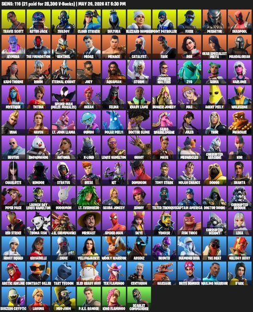 [PC/PSN/XBOX] | 116 skins | Travis Scott | Astro Jack | Trilogy | Cloud Striker | Sultura | Blizzard Bomber | Point Patroller | Fixer | Predator | Full Access