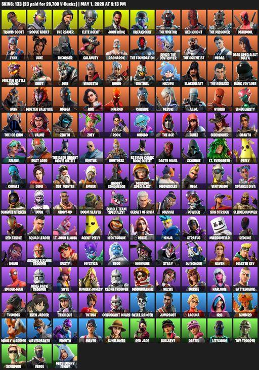 [PC/PSN] | 133 skins | Take The L | Travis Scott | The Reaper | Elite Agent | Omega | Rogue Agent | John Wick | Breakpoint | The Visitor | Red Knight | Full Access