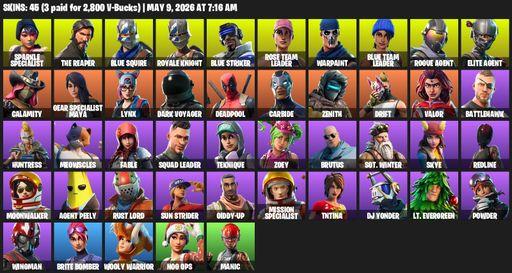 [PC/XBOX] | 45 skins | 1400 V-bucks | Floss | Take The L | OG STW | Sparkle Specialist | Royale Knight | The Reaper | Elite Agent | Blue Squire | Full Access