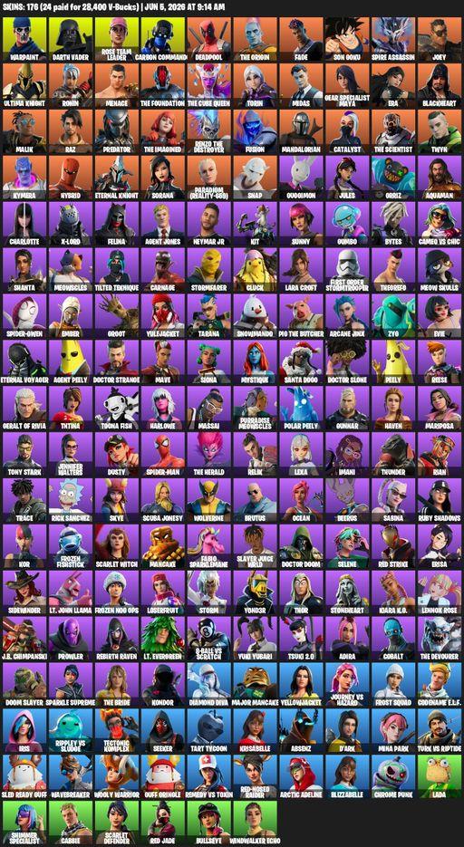 [PC/PSN/XBOX] | 176 skins | OG STW | Lara Croft | Warpaint | Darth Vader | Rose Team Leader | Carbon Commando | Deadpool | The Origin | Fade | Full Access