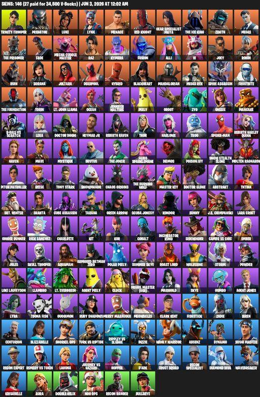 [PC/PSN/XBOX] | 146 skins | Merry Mint Axe | Lara Croft | Trinity Trooper | Predator | Luxe | Lynx | Menace | Red Knight | Gear Specialist Maya | Full Access