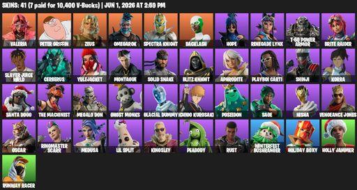 [PC/PSN/XBOX] | 41 skins | Valeria | Peter Griffin | Zeus | Omegarok | Spectra Knight | Backlash | Hope | Renegade Lynx | T-60 Power Armor | Full Access