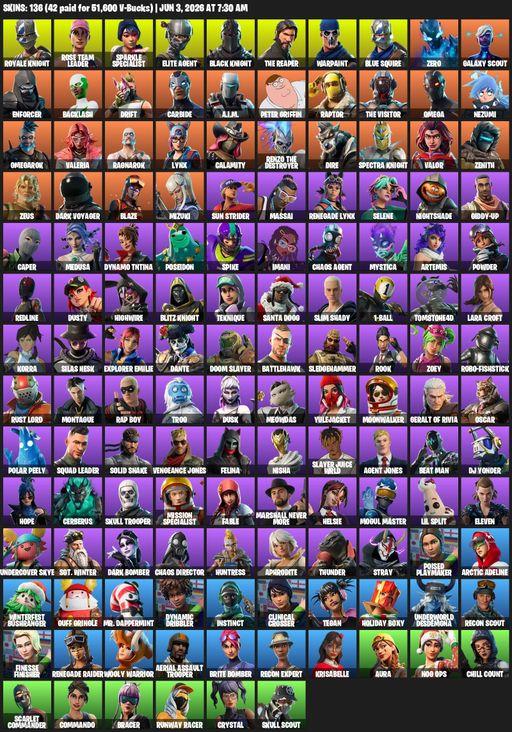 [PC/PSN/XBOX] | 136 skins | Floss | Take The L | OG STW | Renegade Raider | Aerial Assault Trooper | Black Knight | Sparkle Specialist | Royale Knight | Full Access