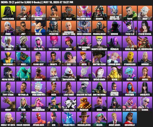 [PC] | 79 skins | Lara Croft | Darth Vader | Ronin | Kymera | Raz | Malik | The Cube Queen | Shogun | Renzo the Destroyer | Twyn | Snap | Torin | Joey | Full Access