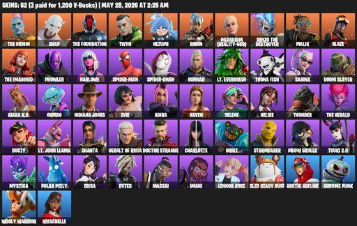 [PC/PSN/XBOX] | 52 skins | Reaper Axe | The Origin | Snap | The Foundation | Twyn | Nezumi | Ronin | Paradigm (Reality-659) | Renzo the Destroyer | Full Access