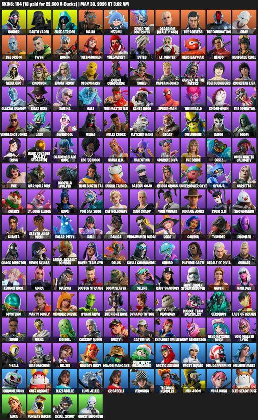 [PC/PSN/XBOX] | 154 skins | Xander | Darth Vader | Surf Strider | Malik | Nezumi | Renzo the Destroyer | Paradigm (Reality-659) | The Ageless | Full Access