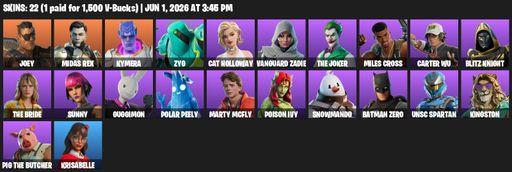 [PC/PSN/XBOX] | 22 skins | Joey | Midas Rex | Kymera | Zyg | Cat Holloway | Vanguard Zadie | The Joker | Miles Cross | Carter Wu | Blitz Knight | Full Access