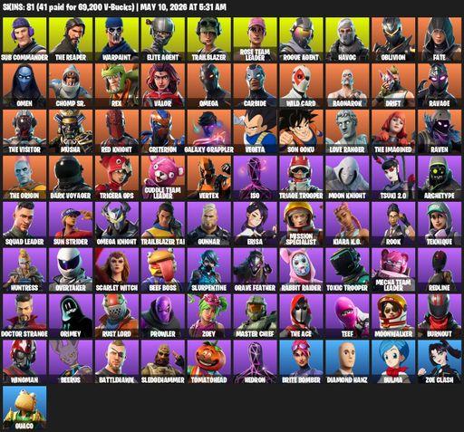 [PC/PSN/XBOX] | 81 skins | 600 V-bucks | Take The L | OG STW | The Reaper | Elite Agent | Omega | Sub Commander | Warpaint | Trailblazer | Full Access