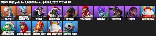 [PC/XBOX] | 15 skins | Mizuki | Renzo the Destroyer | Stray | Santa Dogg | Thunder | Yulejacket | Mystica | Highwire | Imani | Guff Gringle | Full Access