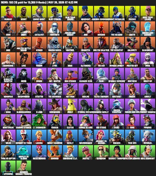 [PC/XBOX] | 102 skins | OG STW | Mako | Prodigy | Scout | Rogue Agent | Blue Striker | Blue Team Leader | Warpaint | Carbon Commando | Point Patroller | Full Access