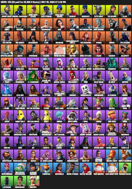 [PC/PSN/XBOX] | 133 skins | 950 V-bucks | Take The L | OG STW | The Reaper | Elite Agent | Omega | Rogue Agent | Carbon Commando | Rose Team Leader | Full Access