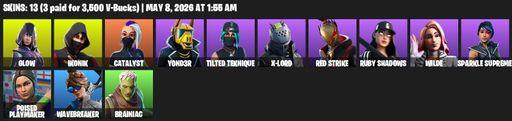 [PC/PSN] | 13 skins | IKONIK | Glow | Catalyst | Y0ND3R | Tilted Teknique | X-Lord | Red Strike | Ruby Shadows | Wilde | Sparkle Supreme | Full Access