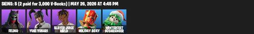 [PC/XBOX] | 5 skins | Felina | Yuki Yubari | Slayer Juice WRLD | Holiday Boxy | Winterfest Bushranger | Epic Blade of Floof | The Fangler | Full Access