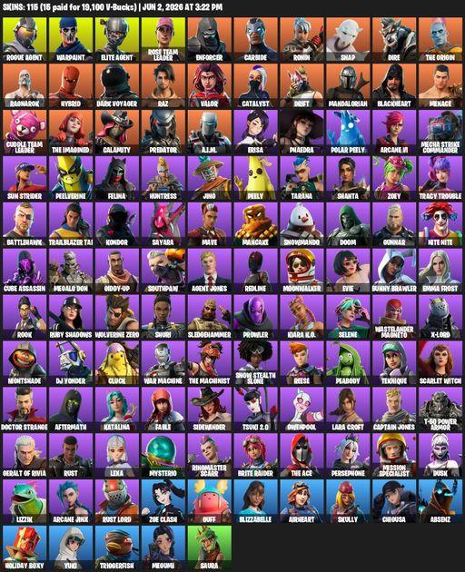 [PC/PSN/XBOX] | 115 skins | Take The L | OG STW | Elite Agent | Lara Croft | Rogue Agent | Warpaint | Rose Team Leader | Enforcer | Carbide | Ronin | Full Access