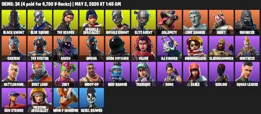 [PC] | 34 skins | 750 V-bucks | Take The L | Floss | Black Knight | Sparkle Specialist | Royale Knight | The Reaper | Elite Agent | Blue Squire | Full Access