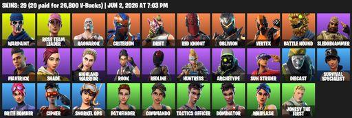 [PC/XBOX] | 29 skins | OG STW | Warpaint | Rose Team Leader | Ragnarok | Criterion | Drift | Red Knight | Oblivion | Vertex | Battle Hound | Full Access