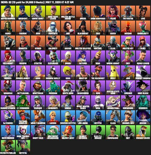 [PC/XBOX] | 92 skins | OG STW | Omega | Royale Bomber | Warpaint | Rogue Agent | Rose Team Leader | Molten Battle Hound | Dark Vanguard | Valor | Full Access