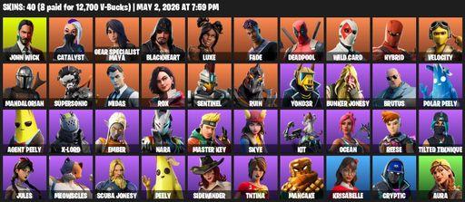 [PC/PSN] | 40 skins | John Wick | Catalyst | Gear Specialist Maya | Blackheart | Luxe | Fade | Deadpool | Wild Card | Hybrid | Velocity | Mandalorian | Full Access